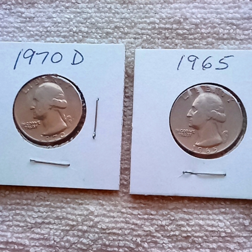 2 Washington non silver clad quarters